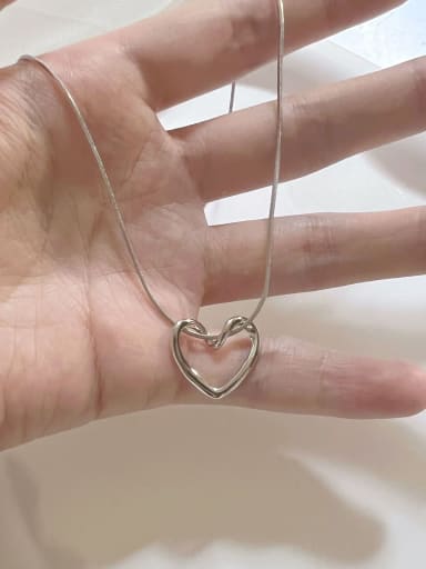 Necklace in steel color Titanium Steel Heart Trend Necklace