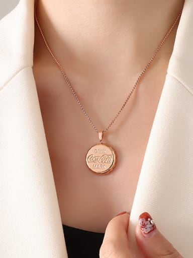 P489 rose gold necklace 40 +5cm Titanium Steel Round Minimalist Necklace