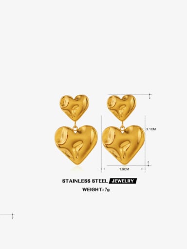 Fine Throwing Love Earrings Gold 3 Stainless steel Heart Hip Hop Drop Earring