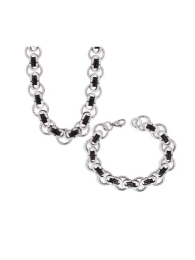 Titanium Steel  Hip Hop Irregular Bracelet and Necklace Set