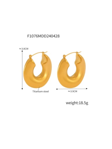 F1076 Gold Earrings Titanium Steel Geometric Hip Hop Stud Earring