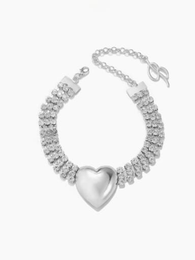 White K   necklace Alloy Rhinestone Heart Trend Necklace