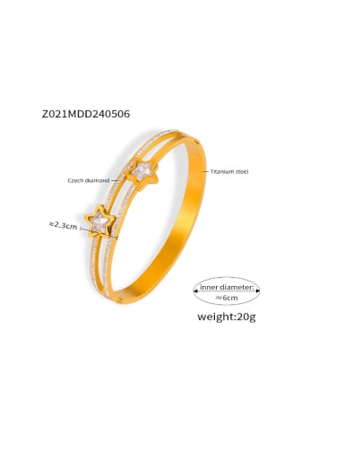 Z021 Gold Bracelet Titanium Steel Cubic Zirconia Geometric Minimalist Band Bangle