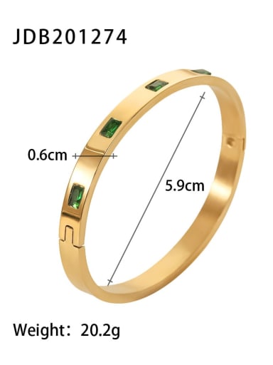 Stainless steel Cubic Zirconia Green Geometric Trend Band Bangle