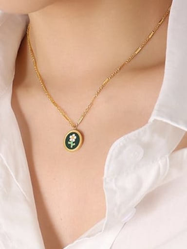 P247 gold necklace 40+ 5cm Titanium Steel Enamel Vintage Geometric Earring and Necklace Set