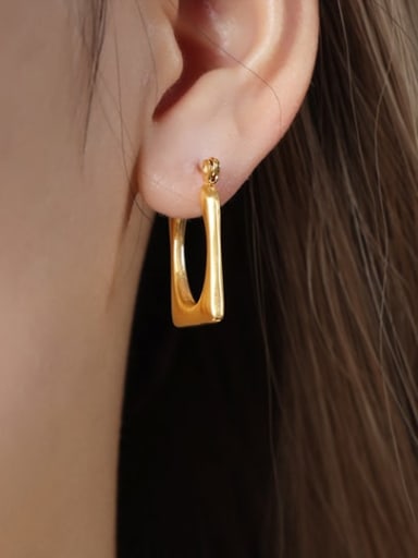 F1241 Gold Earrings Titanium Steel U Shape Hip Hop Huggie Earring