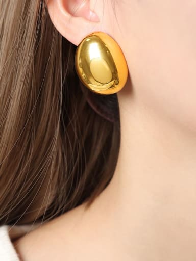 F267 Gold Earrings Titanium Steel Geometric Trend Stud Earring