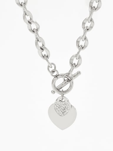 Stainless steel Cubic Zirconia Heart Hip Hop Necklace