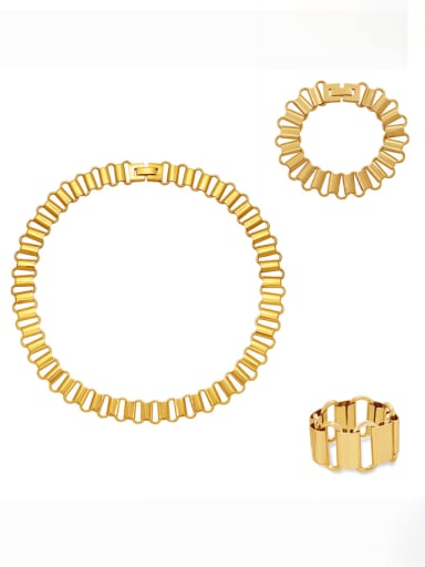 custom Titanium Steel Minimalist Geometric  Ring Bracelet and Necklace Set