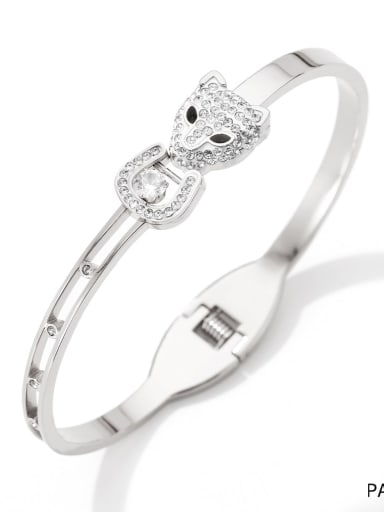 Stainless steel Cubic Zirconia Leopard Trend Band Bangle