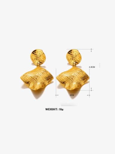 Square Earrings Gold 2 Stainless steel Hip Hop Square  Ring And Earring Set