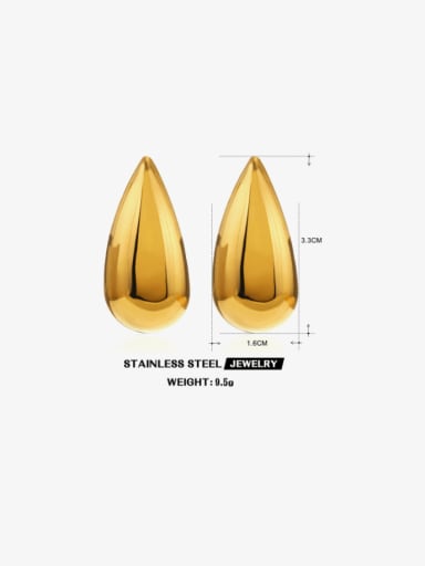 Water Drop Earrings Large Gold Stainless steel Heart Hip Hop Water Drop Stud Earring