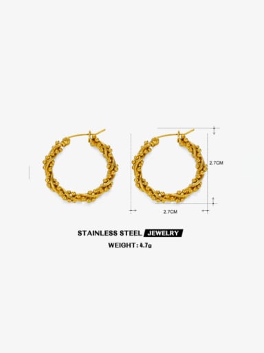 Gold Fried Dough Twists Earrings Stainless steel Geometric Hip Hop Hoop Earring
