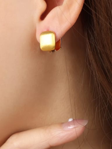 F1116 square gold earrings 11x9mm Brass Irregular Minimalist Stud Earring