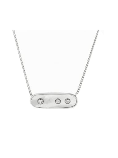 PCD222 Platinum Stainless steel Shell Rectangle Minimalist Necklace