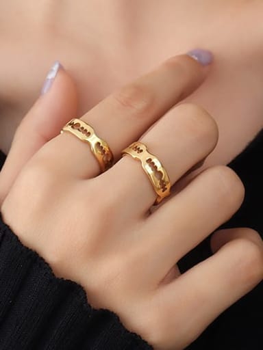 Golden unique ring Titanium Steel Geometric Minimalist Band Ring