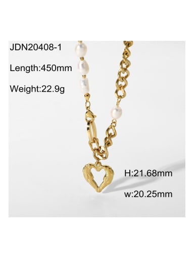 Stainless steel Freshwater Pearl Heart Trend Cuban Necklace