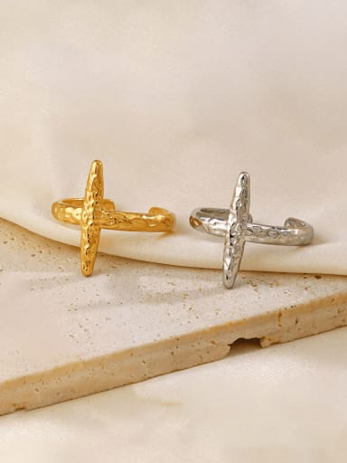 Stainless steel Cross Hip Hop Band Ring