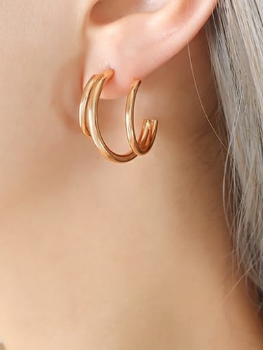 Rose gold earrings (pair) Titanium Steel Geometric Vintage Stud Earring