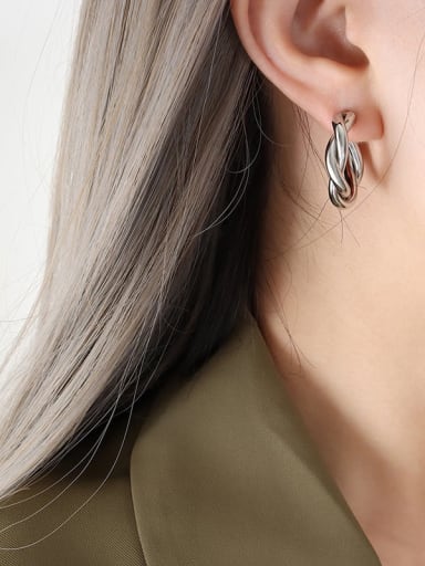 F122 Steel Earrings Titanium Steel Geometric Trend Hoop Earring