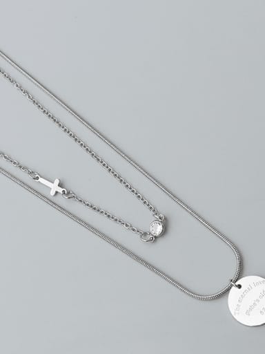 Titanium 316L Stainless Steel Geometric Minimalist Multi Strand Necklace with e-coated waterproof