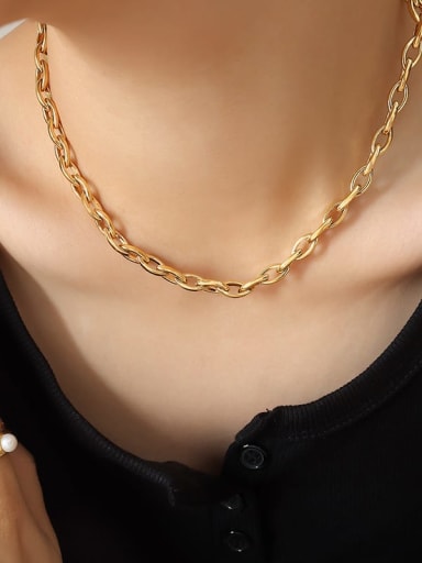 P626 gold necklace 40+ 5cm Trend Geometric Titanium Steel Bracelet and Necklace Set