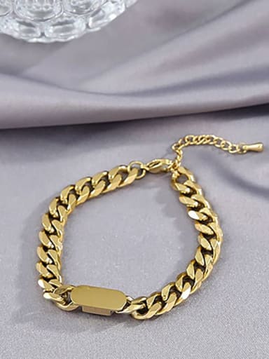 SB21012339G Titanium Steel Geometric Hip Hop Link Bracelet