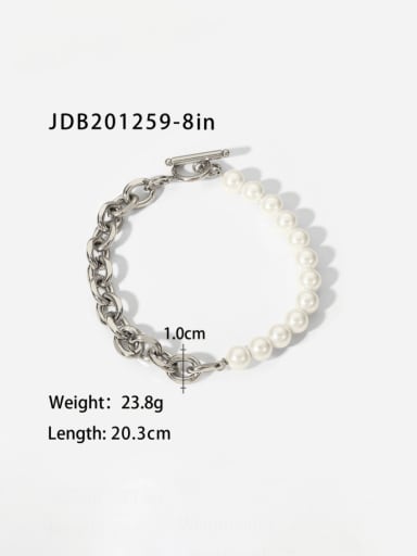 JDB201259 8in Stainless steel Imitation Pearl Geometric Vintage Bracelet