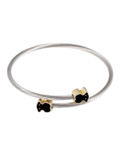 White Gold  Cross Bear Bracelet Stainless steel Hip Hop Bear Ring Earring And Bracelet Set