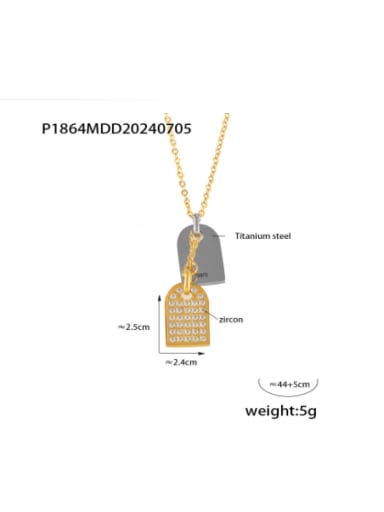 P1864 Gold Necklace Titanium Steel Cubic Zirconia Geometric Minimalist Necklace