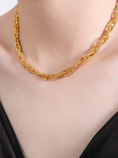 P1530 Gold Necklace 40+ 5cm Titanium Steel Trend Geometric Bracelet and Necklace Set