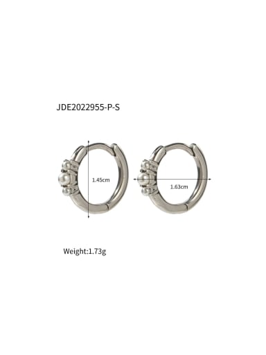 JDE2022955 P S Stainless steel Imitation Pearl Geometric Dainty Stud Earring