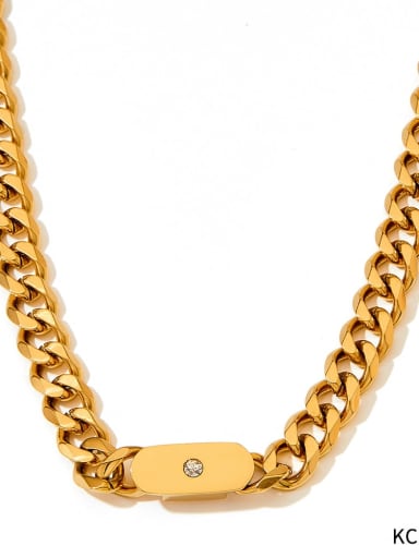 KCD337 Gold Stainless steel Cubic Zirconia Geometric Trend Cuban Necklace
