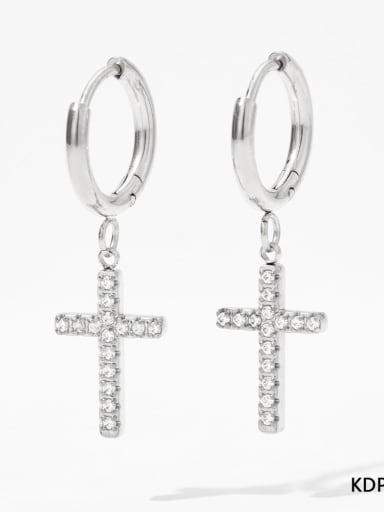 Stainless steel Dainty Cross  Cubic Zirconia Earring and Necklace Set