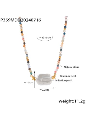 P359 Golden Necklace Stainless steel Natural Stone Geometric Trend Beaded Necklace
