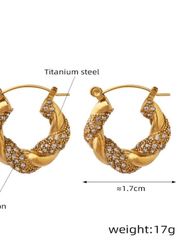 F113 large earrings Titanium Steel Cubic Zirconia Geometric Trend Stud Earring