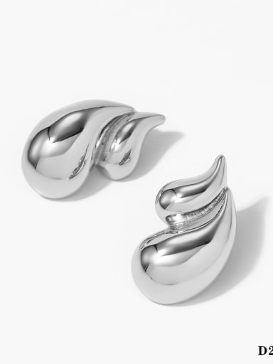 Silver Double Water Drop Earrings D2721 Stainless steel Geometric Trend Stud Earring