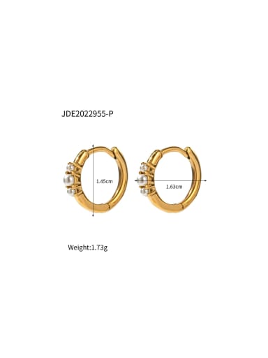 JDE2022955 P Stainless steel Imitation Pearl Geometric Dainty Stud Earring
