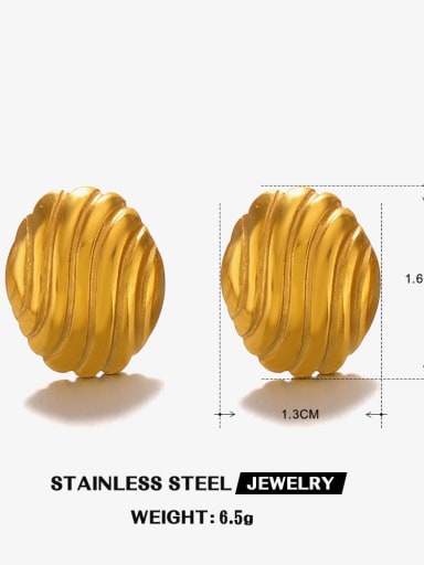 Elliptical Earrings Gold 1 Stainless steel Geometric Trend Stud Earring