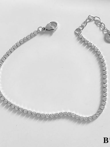 Tennis Chain Steel Bracelet B708 Stainless steel Cubic Zirconia Geometric Dainty Link Bracelet