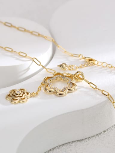 Brass Flower Minimalist Tassel Necklace