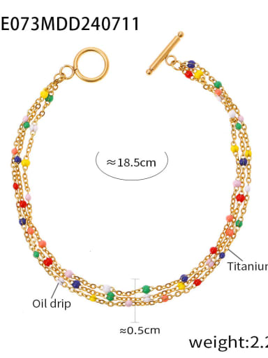 TXE073 Gold Bracelet Bohemia Geometric Titanium Steel Enamel Bracelet and Necklace Set