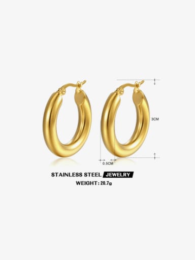 Gold earrings 3cm Stainless steel Geometric Minimalist Hoop Earring