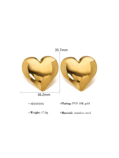 Titanium Steel Smooth  Heart Hip Hop Stud Earring