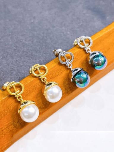 Brass Imitation Pearl Geometric Vintage Drop Earring