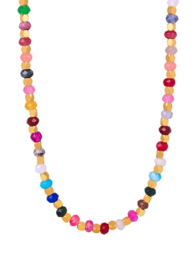 P1621 Colorful  Necklace 42 +5cm Titanium Steel Shell Geometric Hip Hop Necklace
