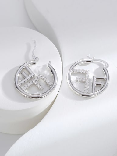 H01366 steel color Brass Cubic Zirconia Round Dainty Stud Earring