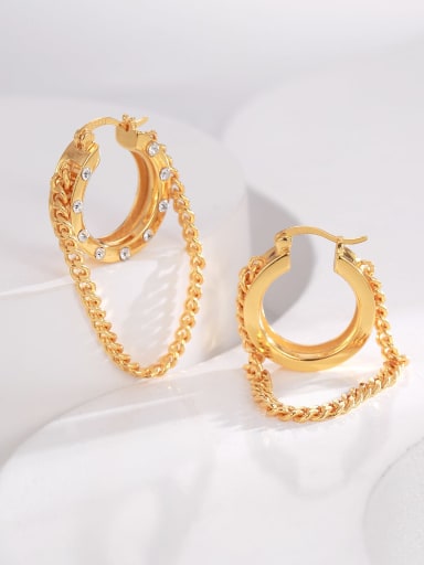 Brass Cubic Zirconia Tassel Trend Stud Earring