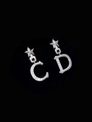 Brass Cubic Zirconia Letter Vintage Drop Earring