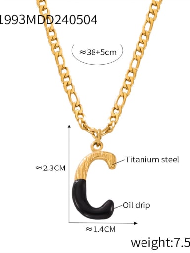P1993 Gold Black Necklace C Titanium Steel Letter Hip Hop Necklace